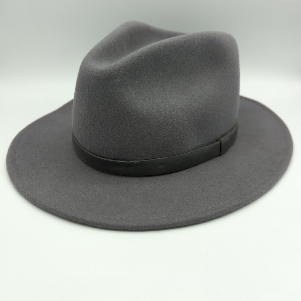 Brooklyn Hat Co Wide Brim Gray Fedora 100% Wool Felt Safari Hat One Size